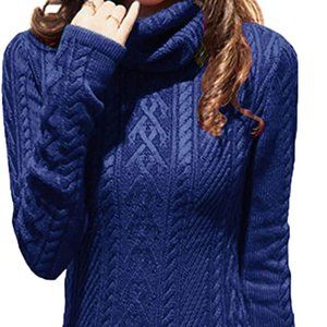 v28 Cable Knit Funnel Neck Sweater